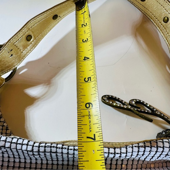 Big beautiful, gently loved white chain, male handbag gold accents strap by J Lo - Picture 7 of 9